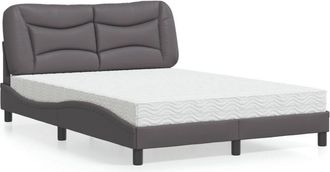 vidaXL Vidaxl - Cama Con Colch&oacute;n Cuero Sint&eacute;tico Gris 140x200 Cm