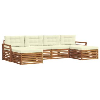 vidaXL Juegos De Sof&aacute;s 6 Pcs Natural Y Crema Madera De Acacia S&oacute;lida Vidaxl