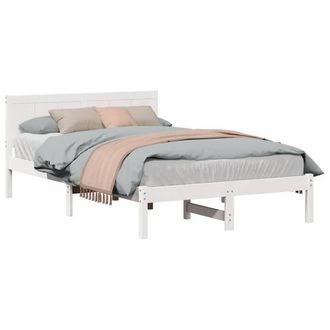 Berkfield Home White White Pine Bed Frame White Solid Pine Wood 140 x 190 cm Durable