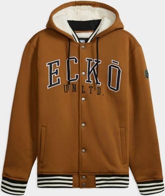 Ecko State faux shearling Varsity Jacket in New Brown at Nordstrom, Size X-Large