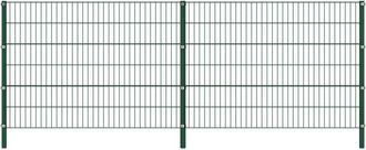 vidaXL Vidaxl - Pannello di Recinzione con Pali in Ferro 3,4x1,2 m Verde