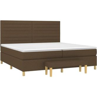 vidaXL Vidaxl - Cama Box Spring Con Colch&oacute;n Tela Marr&oacute;n Oscuro 200x200 Cm