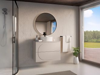 Vente-Unique Mobile sottolavabo sospeso con ripiano - Beige - 80 cm - VUTOMA