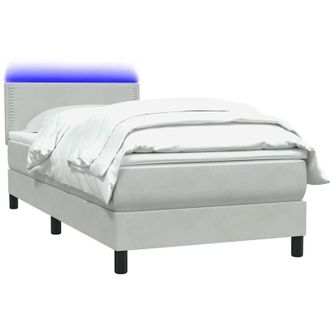 vidaXL Cama Box Spring Con Colch&oacute;n Terciopelo Gris Claro 80x210 Cm Vidaxl