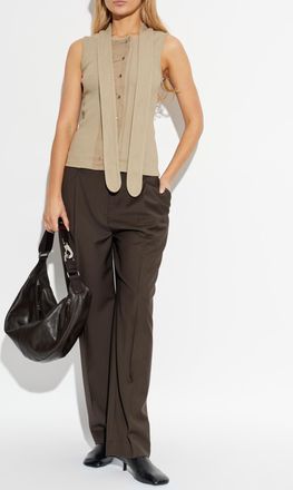 Christophe Lemaire Fitted Top With Decorative Neckline, Womens, Beige