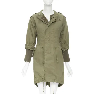 Junya Watanabe 2010 green cotton fitted waist fisherman parka coat XS