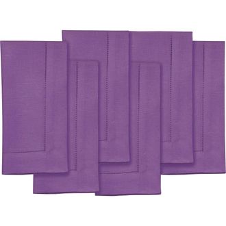 Solino Home Linen Dinner Napkins - Classic Hemstitch - Set of 6, 20 x 20 in Purple at Nordstrom, Size Large