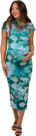 Pinkblush Floral Mesh Overlay Fitted Maxi Dress in Green at Nordstrom, Size Medium