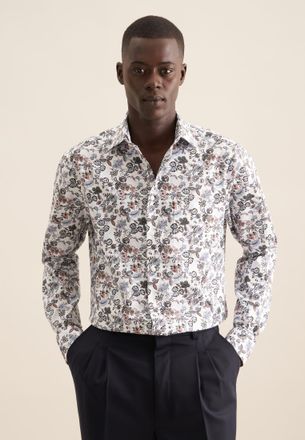 Seidensticker Businesshemd SEIDENSTICKER Regular, Herren, Gr. XXL45, normale &Auml;rmell&auml;ngen, orange, 100% Baumwolle, bedruckt, regular fit, 2-Knopf-Manschette, Hemden 