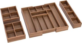 Seville Classics 4Pc Acacia Expandable Drawer Organizer & Box Set