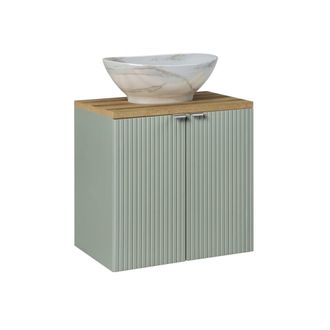Petits Meubles Mueble lavabo individual 60cm paneles de melamina y mdf verde y madera
