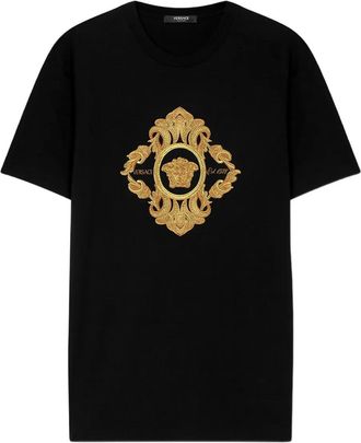 Versace T-shirt con ricamo Architectural Baroque - Nero