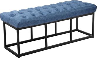 Clp Banco con patas de metal y asiento en Tela Azul