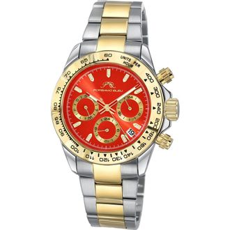 Porsamo Bleu Alexis Two-Tone Multifunction Bracelet Watch, 37mm in Two-Tone/Red at Nordstrom Rack