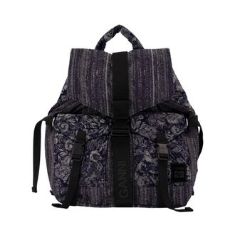 Ganni Re-Tech Patchwork Rugzak - Dames - Tassen - Blauw - Maat: ONE Size Katoen
