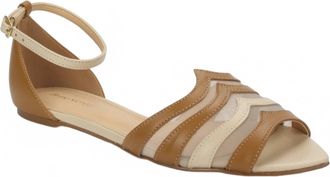 Bruno Menegatti Womens Sonia Flat Ankle Strap Leather Flats In Coconut Cream