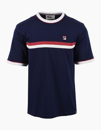 Fila Mens FILA ROSARIO T-SHIRT FILA NAVY/GARDENIA/GARNET - Fila Navy Gardenia Garnet - Size: 44