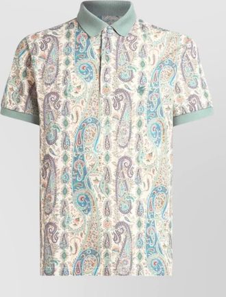 Etro polo shirt short sleeves paisley ribbed collar