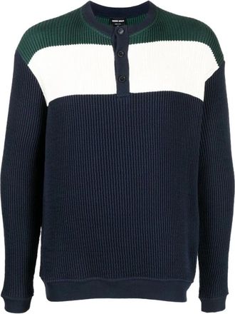 Giorgio Armani Hoodies - Heren - Ronde hals truien - Veelkleurig - S - Katoen - Truien & Vesten