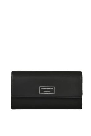 Emporio Armani Minimalist Black Leather Wallet With Snap Closure