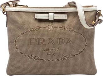 Prada Pre-owned Cross Body Bags, female, Beige, Size: ONE SIZE Pre-owned Vintage Canvas Crossbody Bag