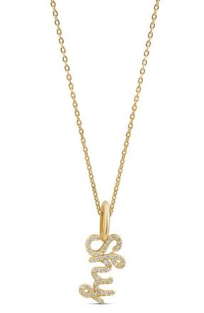 SHYMI Pav&eacute; Cubic Zirconia Cursive Name Pendant Necklace in Gold at Nordstrom