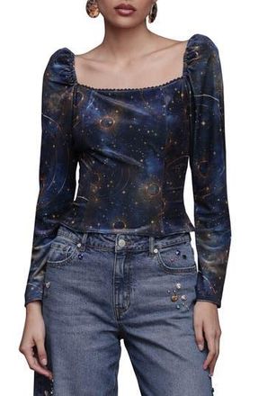 Avec Les Filles Renaissance Romance Long Sleeve Shirt in Gold Celestial Baroque at Nordstrom Rack, Size Small