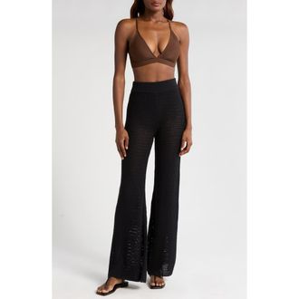 Elan Open Knit Cover-Up Pants in Black at Nordstrom Rack, Size Medium