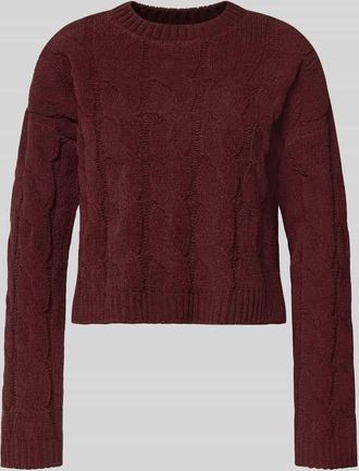 Only Regular Fit Strickpullover mit Zopfmuster Modell ELLY in Bordeaux, Gr&ouml;&szlig;e XL