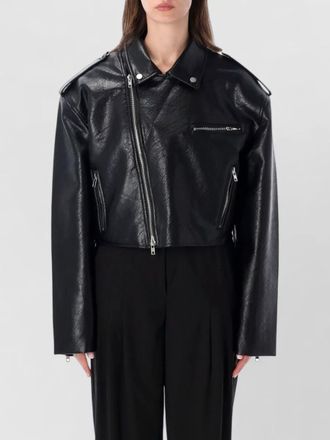 Frankie Shop faux leather oversized cropped biker jacket