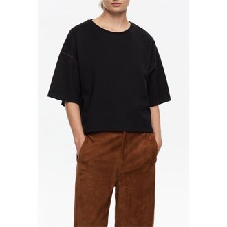 Bimba & Lola Ponte Di Roma T-Shirt With Stitching in Black at Nordstrom, Size X-Small Eu