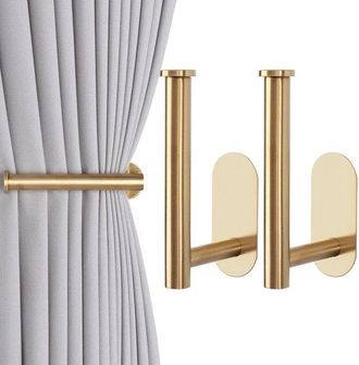 OEM Sujetadores De Cortinas Autoadhesivos: Ganchos De Pared Para Cortinas Que No Da&ntilde;an La Superficie (2 Unidades, Color Dorado)