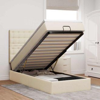 vidaXL Estructura De Cama Otomana Con Colch&oacute;n Tela Crema 80x200cm Vidaxl