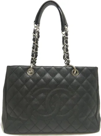Chanel Black Grained Calfskin Tote Bag (Pre-Owned)