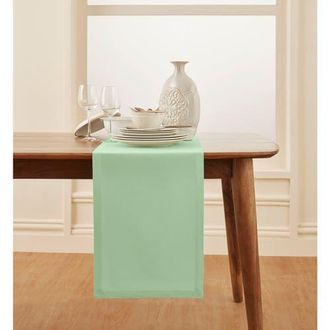 Solino Home Cotton Linen Plain Table Runner for Dining Table, Holiday and Everyday Table Decor - Dru in Aqua at Nordstrom, Size Medium