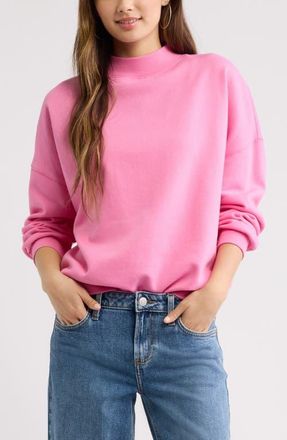 BP. Mock Neck Sweatshirt in Pink Aurora at Nordstrom, Size Xx-Small