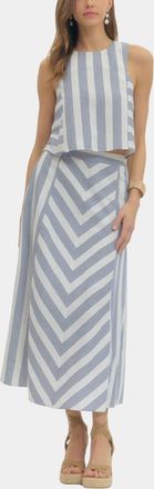 Entro Nantucket Striped Sleeveless Top And Midi Skirt Set In Blue