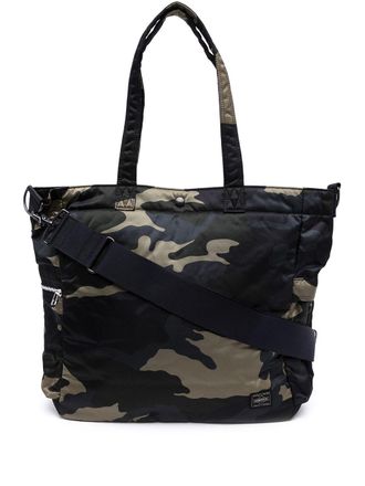 Porter-Yoshida & Co. Borsa tote con stampa camouflage - Blu