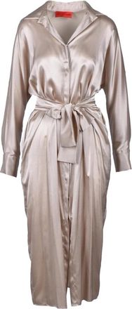 Wild Cashmere Zijde Elastaan Jurk - Dames - Shirt Kleedjes - Beige - S - Kleedjes