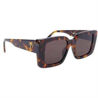 Palm Angels Mens Accessories Dorris Rectangle Sunglasses in Havana Brown - One Size