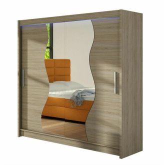 Mirjan24 Mobilier1 - Armario Closico 126, Roble Sonoma, 215x180x58cm, Puertas De Armario: Correderas, N&uacute;mero De Estantes: 0, Led
