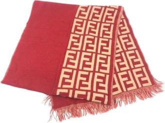 Fendi Pre-owned Vintage Wollen Sjaal - Dames - Vintage Accessoires - Rood - ONE Size - Wol - Vintage