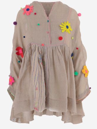 P&eacute;ro Floral Print Linen Dress