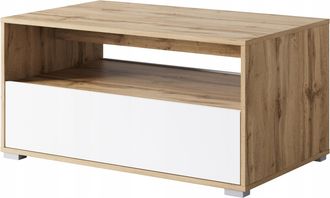 OEM Mesa De Centro Rectangular Para Sal&oacute;n Con Estante Y Espacio De Almacenamiento, 90 Cm, Color Marr&oacute;n/blanco