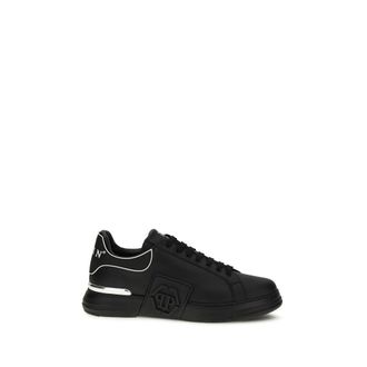 Philipp Plein Black Calf Leather Bos Taurus Low Top Mens Sneakers