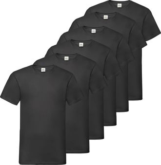 Fruit Of The Loom T-Shirt FRUIT OF THE LOOM, Herren, Gr. XXL, schwarz, Jersey, Obermaterial: 100% Baumwolle, unifarben, normal normal, V-Ausschnitt, abgesteppte Kante, 