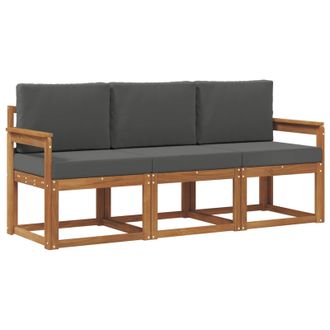 vidaXL Conjunto De Sof&aacute;s De Exterior 3 Pcs Natural Y Antracita Vidaxl