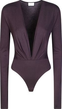 Andamane Zelda Deep V-Neck Draped Bodysuit