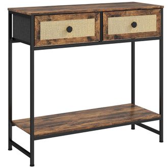 HOMCOM Mesa consola 80x30x75 cm marr&oacute;n r&uacute;stico