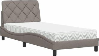 vidaXL Cama Con Colch&oacute;n Tela Gris Taupe 90x190 Cm Vidaxl